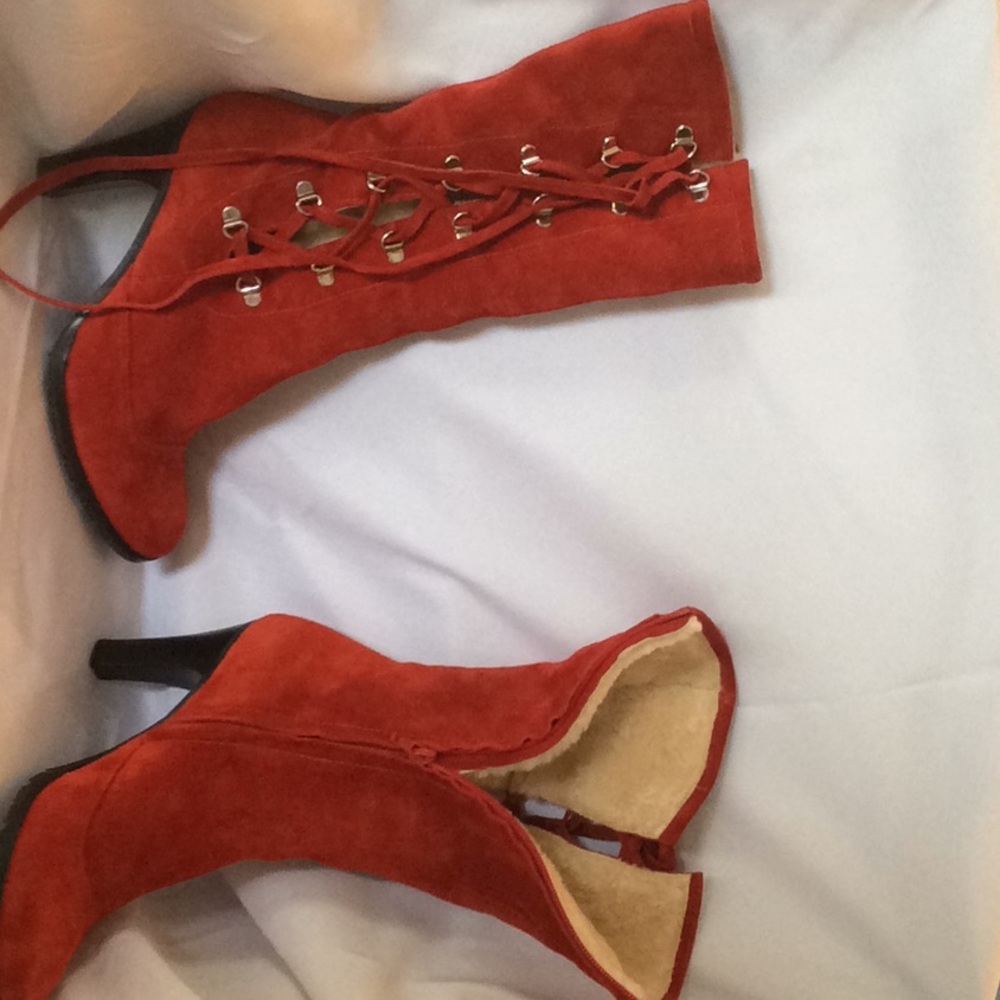 Red 3” heel fur inside boots